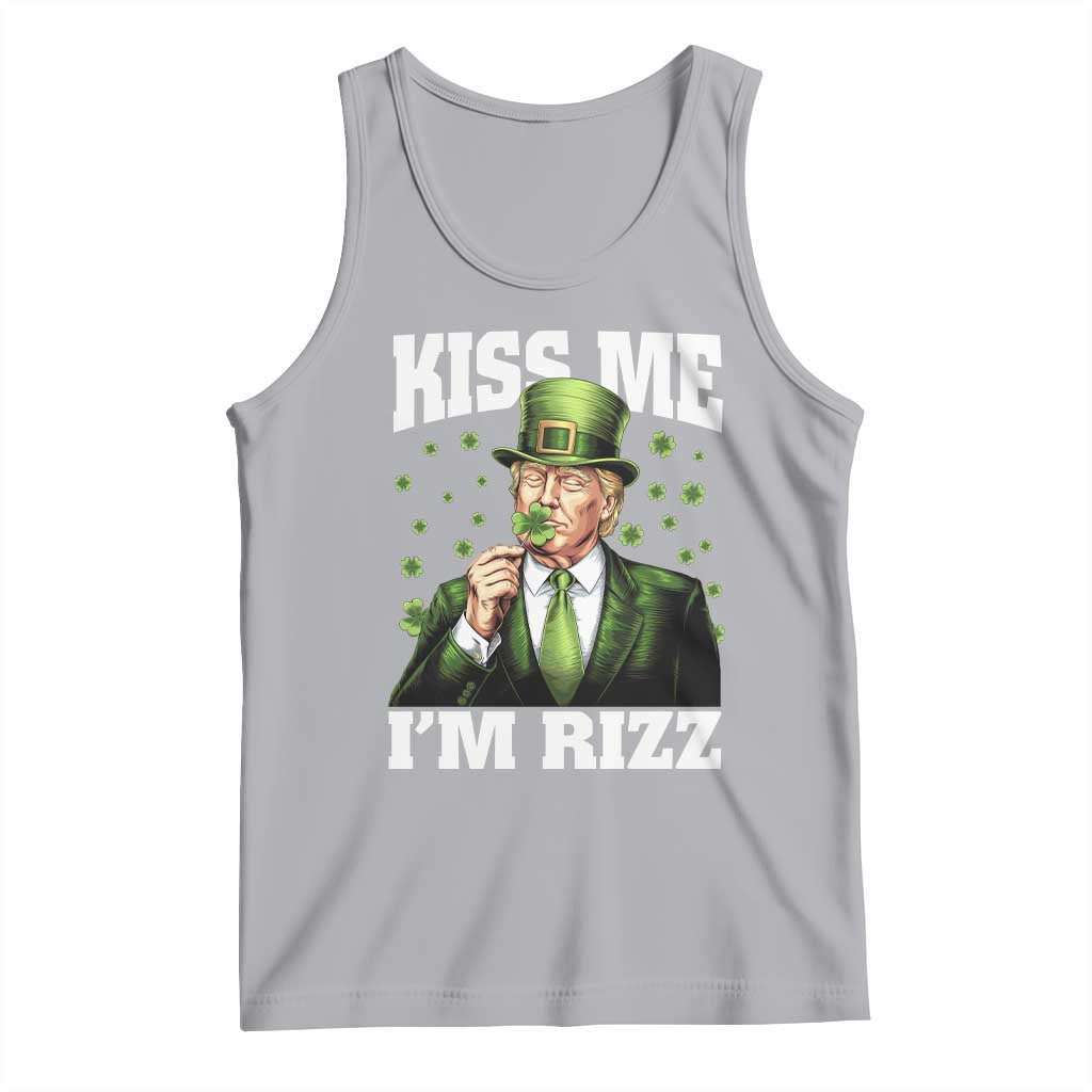 Funny St Patrick's Day Trump Tank Top Kiss Me I'm Rizz TS02 Athletic Heather Print Your Wear