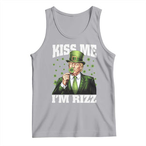 Funny St Patrick's Day Trump Tank Top Kiss Me I'm Rizz TS02 Athletic Heather Print Your Wear