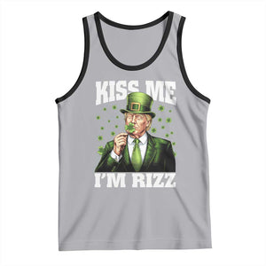Funny St Patrick's Day Trump Tank Top Kiss Me I'm Rizz TS02 Athletic Heather Black Print Your Wear