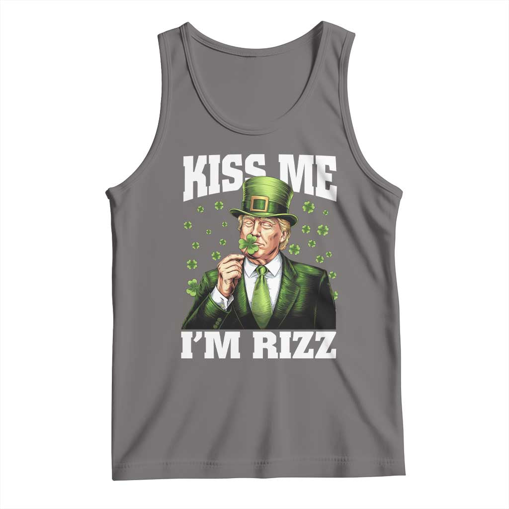 Funny St Patrick's Day Trump Tank Top Kiss Me I'm Rizz TS02 Deep Heather Print Your Wear