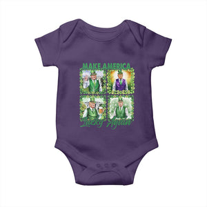 Funny St Patrick's Day Trump Baby Onesie Make America Lucky Again Shamrock Retro TS02 Purple Print Your Wear