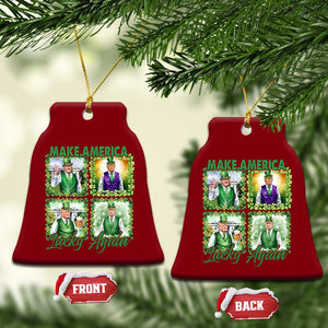 Funny St Patrick's Day Trump Ceramic Ornament Make America Lucky Again Shamrock Retro TS02 Print Your Wear