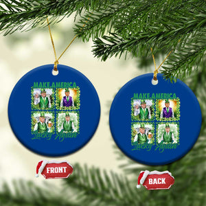 Funny St Patrick's Day Trump Ceramic Ornament Make America Lucky Again Shamrock Retro TS02 1pc Blue Print Your Wear