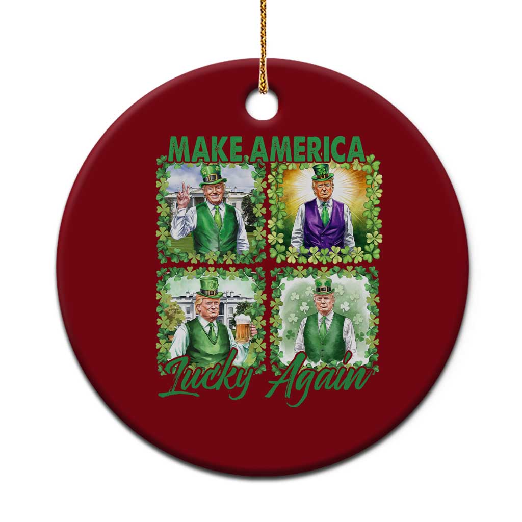 Funny St Patrick's Day Trump Ceramic Ornament Make America Lucky Again Shamrock Retro TS02 1pc Red Print Your Wear