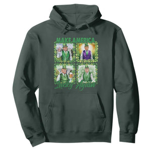 Funny St Patrick's Day Trump Hoodie Make America Lucky Again Shamrock Retro TS02 Dark Forest Green Print Your Wear