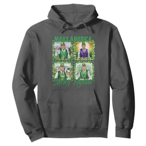 Funny St Patrick's Day Trump Hoodie Make America Lucky Again Shamrock Retro TS02 Dark Heather Print Your Wear