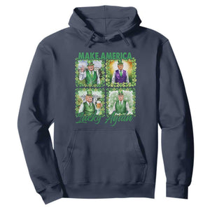 Funny St Patrick's Day Trump Hoodie Make America Lucky Again Shamrock Retro TS02 Navy Print Your Wear