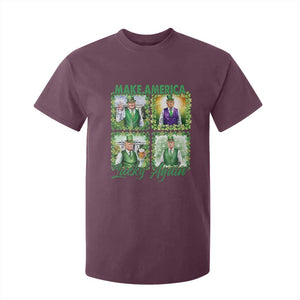 Funny St Patrick's Day Trump T Shirt For Kid Make America Lucky Again Shamrock Retro TS02 Maroon Print Your Wear