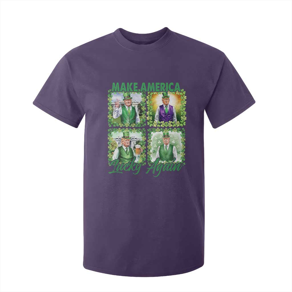 Funny St Patrick's Day Trump T Shirt For Kid Make America Lucky Again Shamrock Retro TS02 Purple Print Your Wear