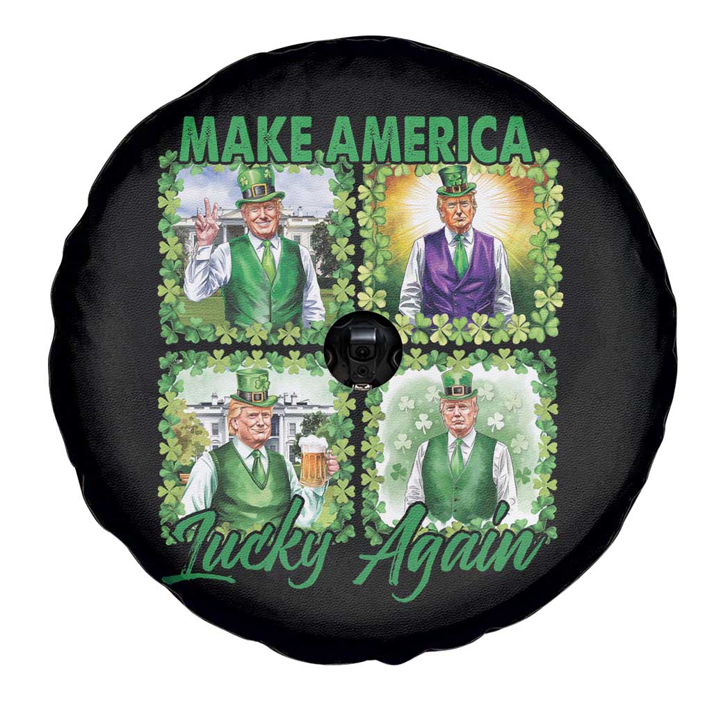 Funny St Patrick's Day Trump Spare Tire Cover Make America Lucky Again Shamrock Retro TS02 Print Your Wear
