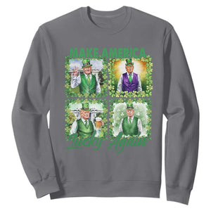 Funny St Patrick's Day Trump Sweatshirt Make America Lucky Again Shamrock Retro TS02 Charcoal Print Your Wear