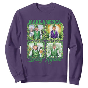 Funny St Patrick's Day Trump Sweatshirt Make America Lucky Again Shamrock Retro TS02 Purple Print Your Wear