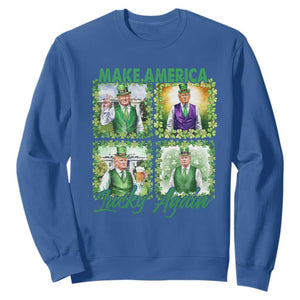 Funny St Patrick's Day Trump Sweatshirt Make America Lucky Again Shamrock Retro TS02 Royal Blue Print Your Wear