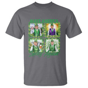 Funny St Patrick's Day Trump T Shirt Make America Lucky Again Shamrock Retro TS02 Charcoal Print Your Wear