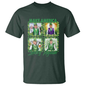 Funny St Patrick's Day Trump T Shirt Make America Lucky Again Shamrock Retro TS02 Dark Forest Green Print Your Wear