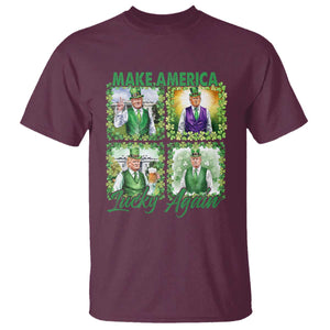Funny St Patrick's Day Trump T Shirt Make America Lucky Again Shamrock Retro TS02 Maroon Print Your Wear