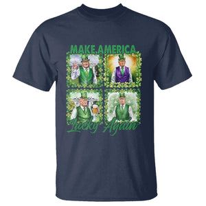 Funny St Patrick's Day Trump T Shirt Make America Lucky Again Shamrock Retro TS02 Navy Print Your Wear