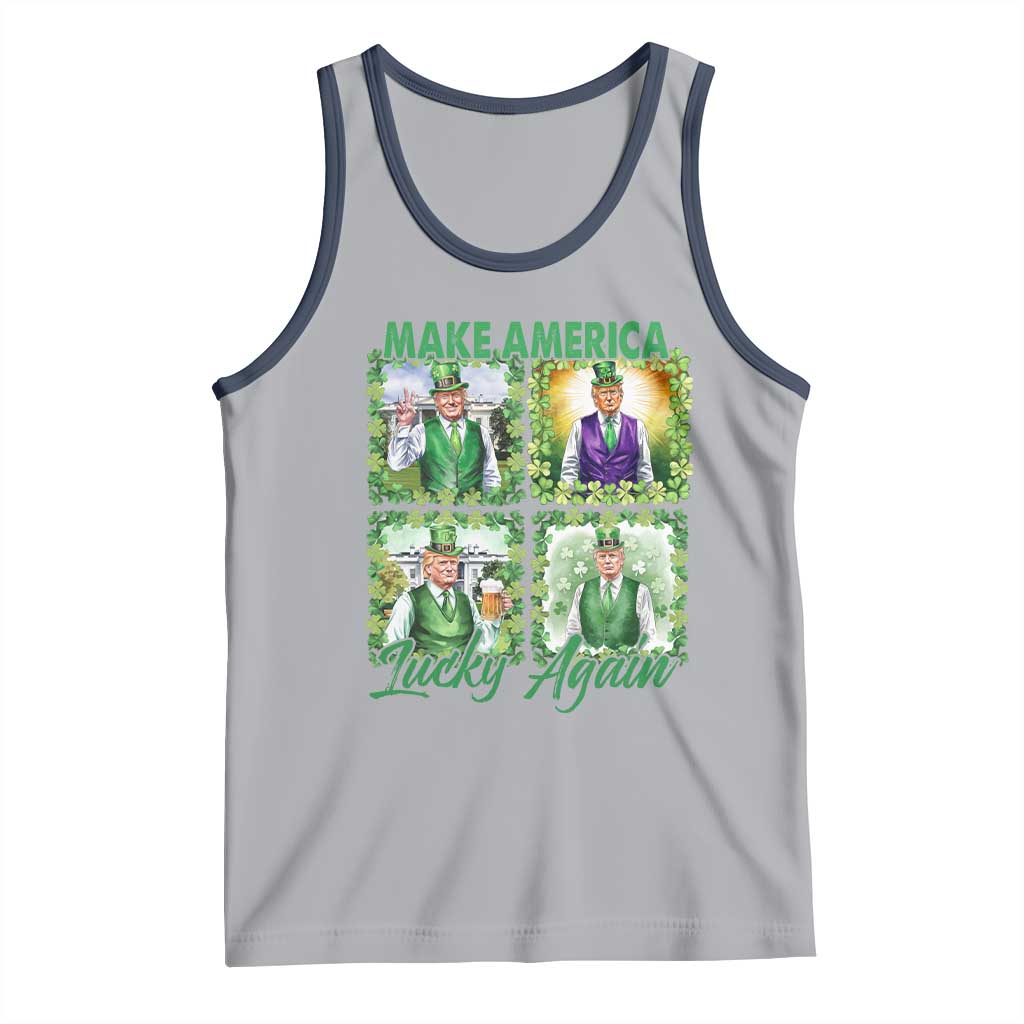 Funny St Patrick's Day Trump Tank Top Make America Lucky Again Shamrock Retro TS02 Athletic Heather Navy Print Your Wear