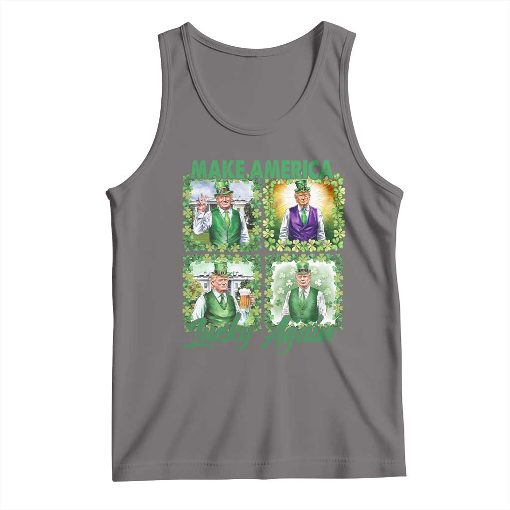 Funny St Patrick's Day Trump Tank Top Make America Lucky Again Shamrock Retro TS02 Deep Heather Print Your Wear