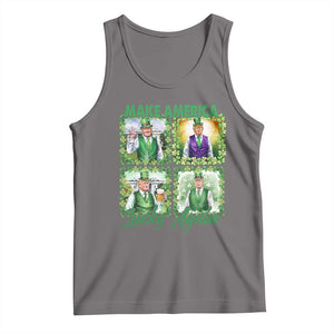 Funny St Patrick's Day Trump Tank Top Make America Lucky Again Shamrock Retro TS02 Deep Heather Print Your Wear