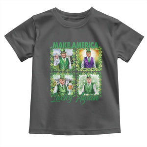 Funny St Patrick's Day Trump Toddler T Shirt Make America Lucky Again Shamrock Retro TS02 Dark Heather Print Your Wear
