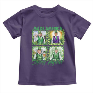 Funny St Patrick's Day Trump Toddler T Shirt Make America Lucky Again Shamrock Retro TS02 Purple Print Your Wear