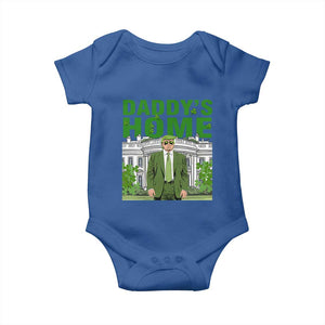 Funny St Patrick's Day Trump Baby Onesie Daddy's Home White House TS02 Royal Blue Print Your Wear