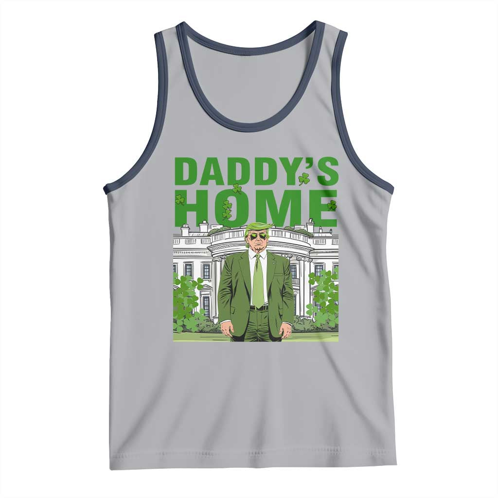 Funny St Patrick's Day Trump Tank Top Daddy's Home White House TS02 Athletic Heather Navy Print Your Wear