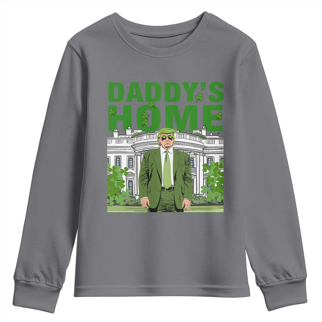 Funny St Patrick's Day Trump Youth Sweatshirt Daddy's Home White House TS02 Charcoal Print Your Wear