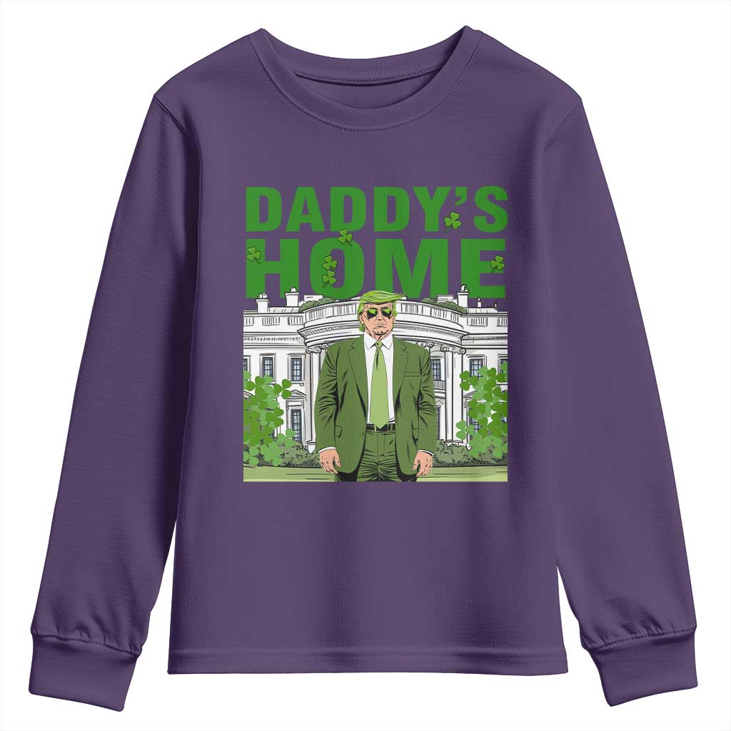 Funny St Patrick's Day Trump Youth Sweatshirt Daddy's Home White House TS02 Purple Print Your Wear