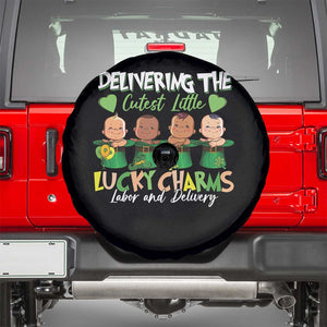 Labor and Delivery Nurse St Patrick's Day Spare Tire Cover Delivering The Cutest Little Lucky Charms TS02 Black Print Your Wear