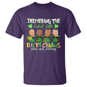 Labor and Delivery Nurse St Patrick's Day T Shirt Delivering The Cutest Little Lucky Charms TS02 Purple Print Your Wear