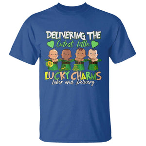Labor and Delivery Nurse St Patrick's Day T Shirt Delivering The Cutest Little Lucky Charms TS02 Royal Blue Print Your Wear