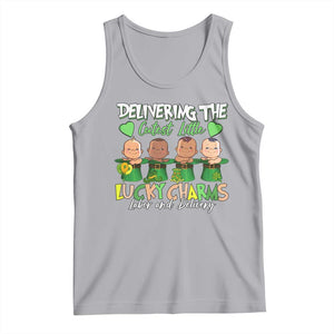 Labor and Delivery Nurse St Patrick's Day Tank Top Delivering The Cutest Little Lucky Charms TS02 Athletic Heather Print Your Wear