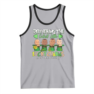 Labor and Delivery Nurse St Patrick's Day Tank Top Delivering The Cutest Little Lucky Charms TS02 Athletic Heather Black Print Your Wear