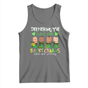 Labor and Delivery Nurse St Patrick's Day Tank Top Delivering The Cutest Little Lucky Charms TS02 Black Heather Print Your Wear