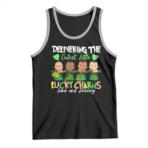 Labor and Delivery Nurse St Patrick's Day Tank Top Delivering The Cutest Little Lucky Charms TS02 Black Athletic Heather Print Your Wear
