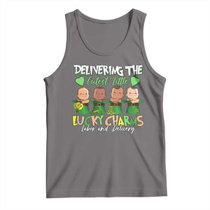 Labor and Delivery Nurse St Patrick's Day Tank Top Delivering The Cutest Little Lucky Charms TS02 Deep Heather Print Your Wear