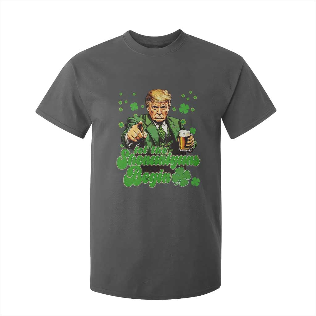 Funny St Patrick's Day Trump T Shirt For Kid Let The Shenanigans Begin TS02 Dark Heather Print Your Wear