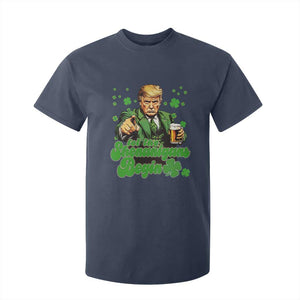 Funny St Patrick's Day Trump T Shirt For Kid Let The Shenanigans Begin TS02 Navy Print Your Wear