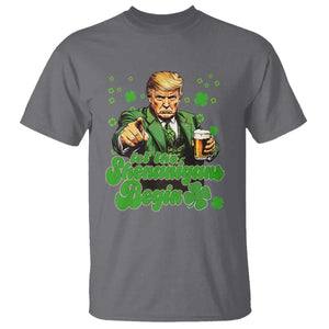 Funny St Patrick's Day Trump T Shirt Let The Shenanigans Begin TS02 Charcoal Print Your Wear