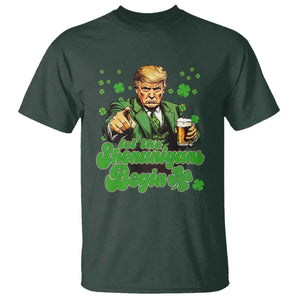 Funny St Patrick's Day Trump T Shirt Let The Shenanigans Begin TS02 Dark Forest Green Print Your Wear