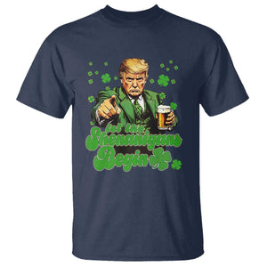 Funny St Patrick's Day Trump T Shirt Let The Shenanigans Begin TS02 Navy Print Your Wear
