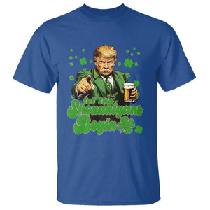 Funny St Patrick's Day Trump T Shirt Let The Shenanigans Begin TS02 Royal Blue Print Your Wear