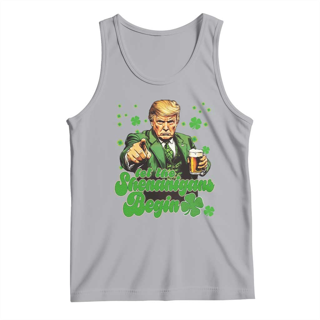 Funny St Patrick's Day Trump Tank Top Let The Shenanigans Begin TS02 Athletic Heather Print Your Wear