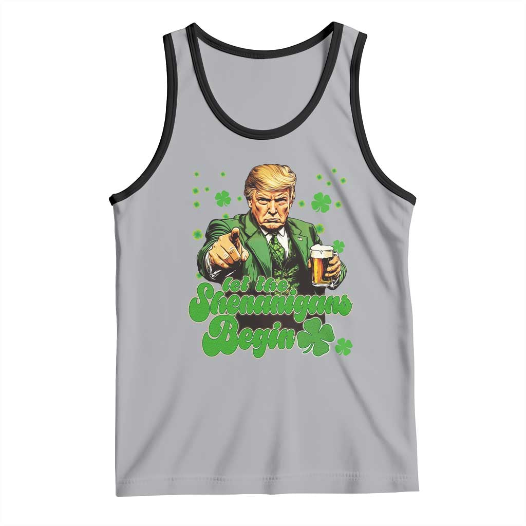 Funny St Patrick's Day Trump Tank Top Let The Shenanigans Begin TS02 Athletic Heather Black Print Your Wear