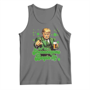 Funny St Patrick's Day Trump Tank Top Let The Shenanigans Begin TS02 Black Heather Print Your Wear