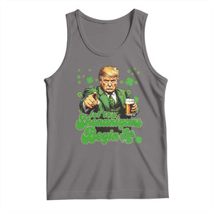 Funny St Patrick's Day Trump Tank Top Let The Shenanigans Begin TS02 Deep Heather Print Your Wear