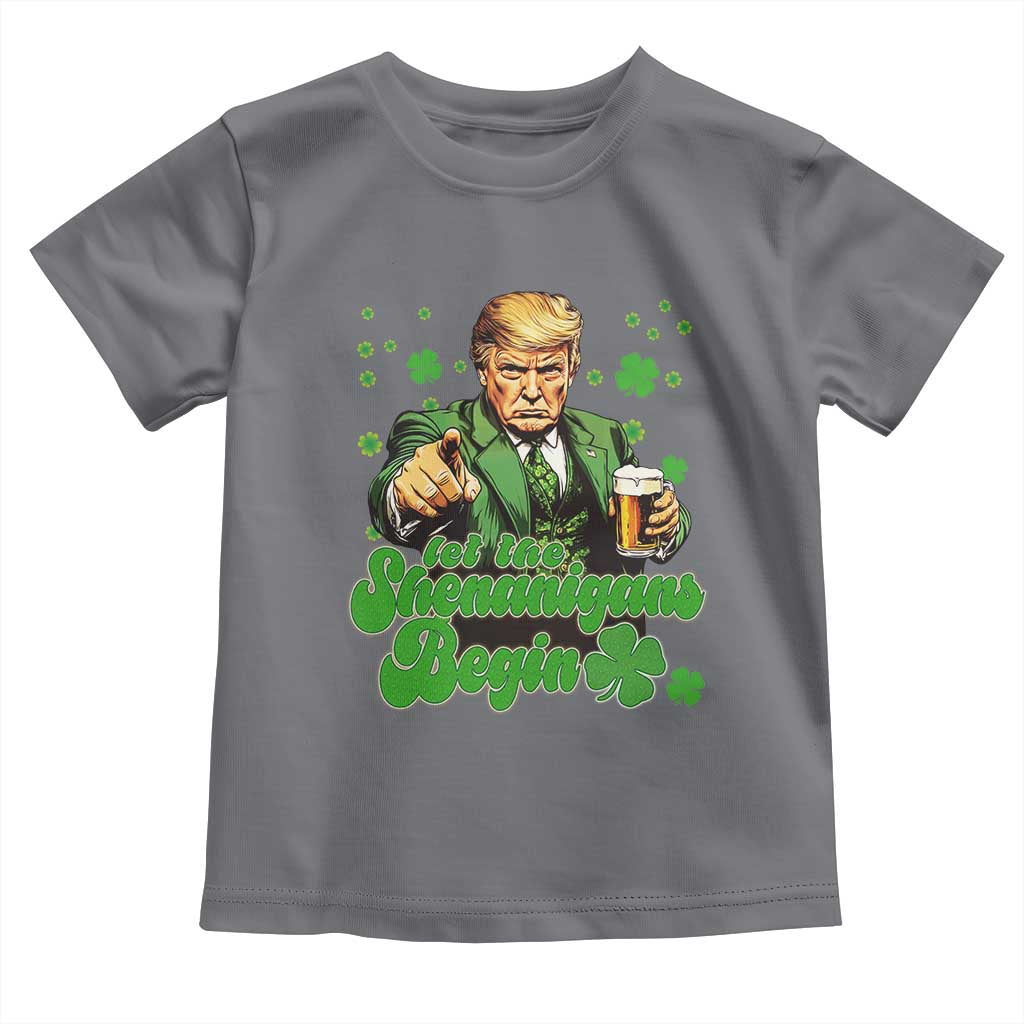 Funny St Patrick's Day Trump Toddler T Shirt Let The Shenanigans Begin TS02 Charcoal Print Your Wear