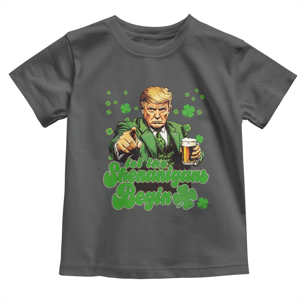 Funny St Patrick's Day Trump Toddler T Shirt Let The Shenanigans Begin TS02 Dark Heather Print Your Wear